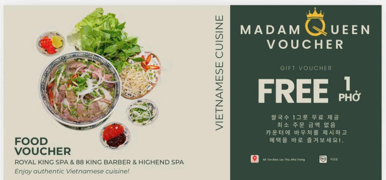 Madam Queen Voucher - Free 1 Pho